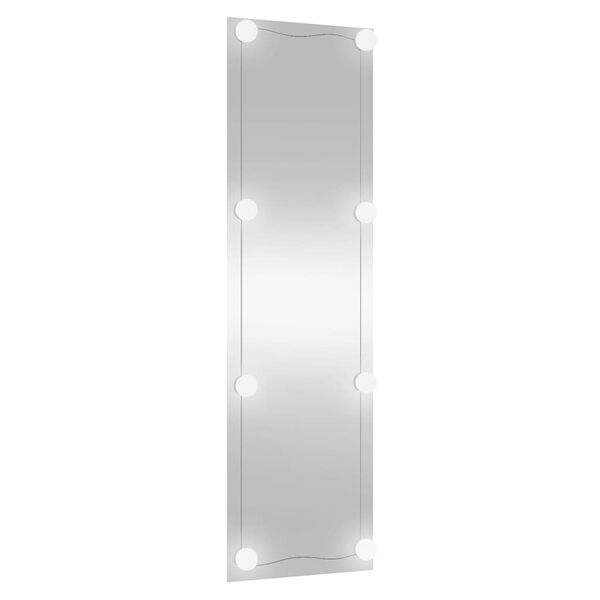 vidaXL Wall Mirror With Led Light Transparent Glass 11.8x39.4 in