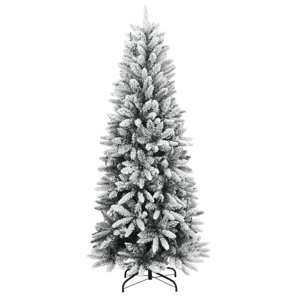 vidaXL Artificial Christmas Tree Green and white PVC, PE, steel 4 ft