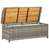 vidaXL Storage Bench Gray Poly rattan, solid acacia wood slats, steel