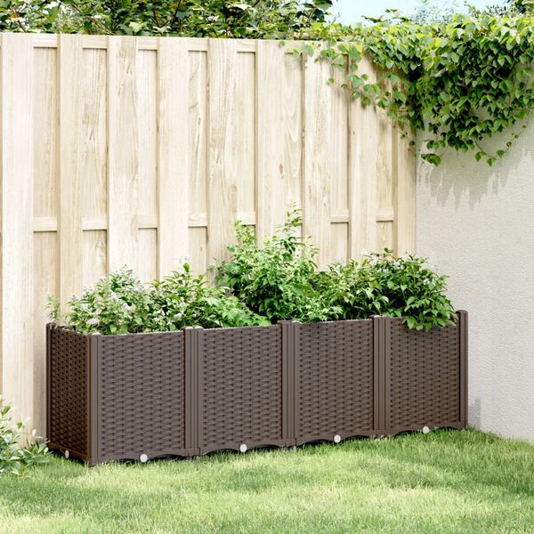 vidaXL Garden Planter Brown Polypropylene 63 x 15.7 x 20.9 in Modular