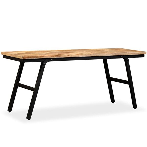 vidaXL Bench Brown, Black Reclaimed teak, Steel