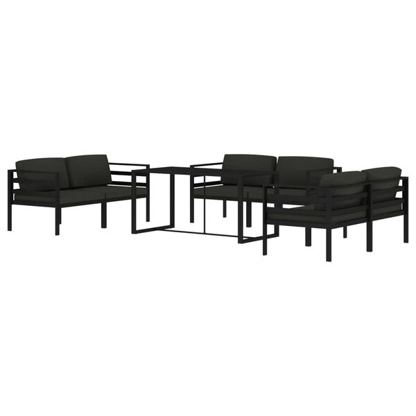 vidaXL Garden Lounge Set Anthracite Aluminum, Polyester Large Modular