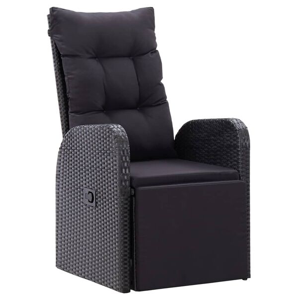 vidaXL Reclining Garden Chair Set of 2 Black