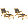 vidaXL Deck Chair Black Solid Acacia wood Large Foldable Deck Chair