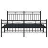 vidaXL Bed Frame Black Powder-Coated Steel Double Bed Frame