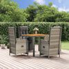 vidaXL Garden Dining Set Grey PE rattan Garden Dining Set Rectangular