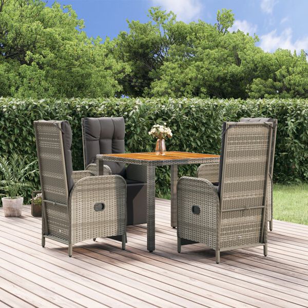 vidaXL Garden Dining Set Grey PE rattan Garden Dining Set Rectangular