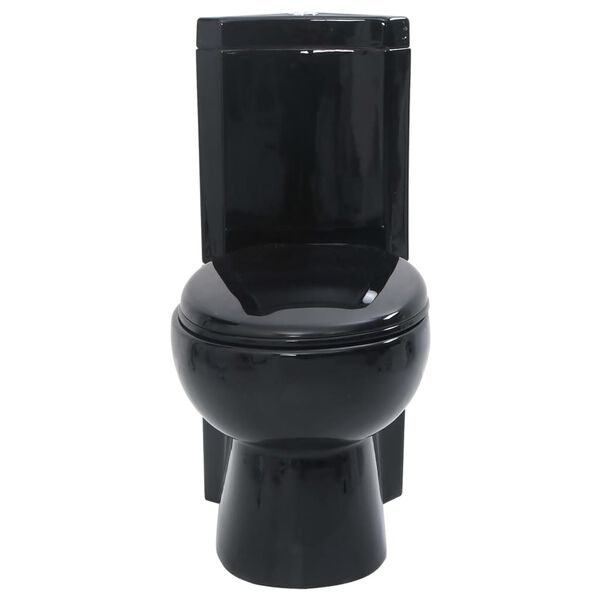 vidaXL WC Ceramic Toilet Bathroom Corner Toilet Black