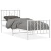 vidaXL Bed Frame White Steel Twin Bed Frame Rectangular Traditional