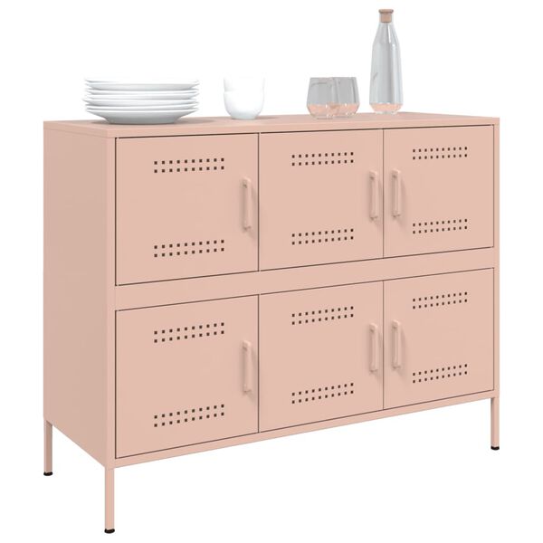 vidaXL Sideboard Pink Cold-rolled steel Medium Sideboard Rectangular