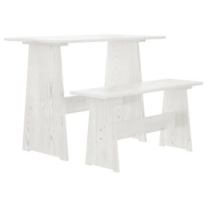 vidaXL Dining Table With Bench White Solid pine wood Medium Durable