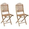 vidaXL Patio Chair Set of 2 Bamboo Solid Bamboo Medium Foldable