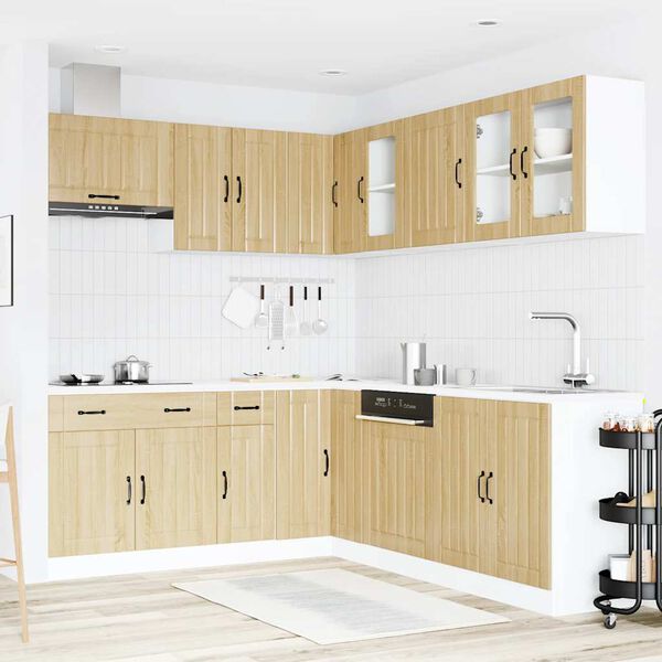 vidaXL Kitchen Cabinet Set Sonoma oak Engineered wood and glass Large