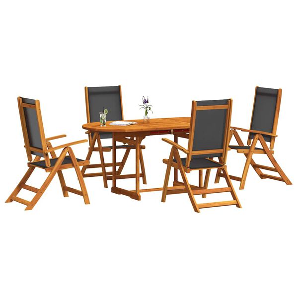 vidaXL Garden Dining Set Grey Solid Acacia wood and Textilene Extendable