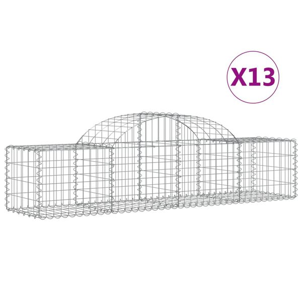 vidaXL Gabion Basket Set of 13 Silver Galvanized iron Large