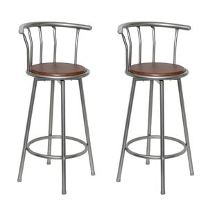 vidaXL Bar Stool Set of 2 Brown MDF, Steel Standard Swivel Bar Stool