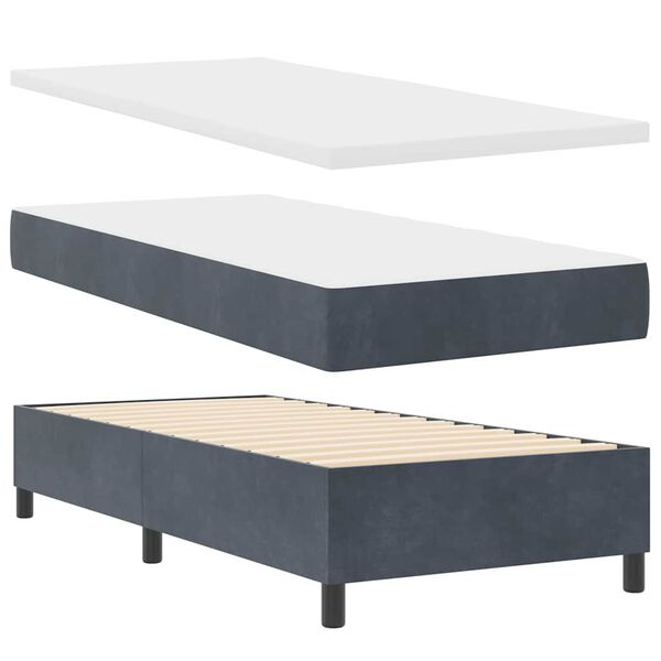 vidaXL Box Spring Bed with Mattress Dark gray 31.5" x 78.7" Velvet