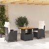 vidaXL 2 Piece Patio Dining Set with Cushions Black Poly Rattan