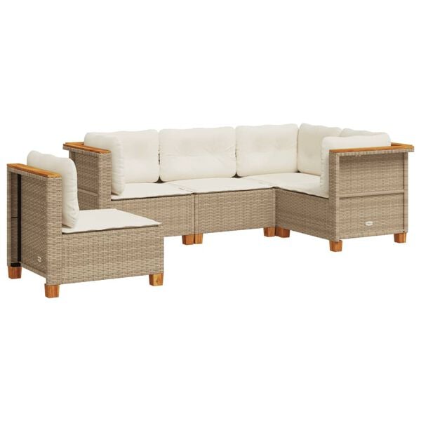 vidaXL Garden Sofa Set Beige, Cream White