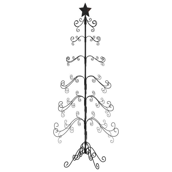 vidaXL Metal Christmas Tree Black Powder-coated steel 70.9 in tall