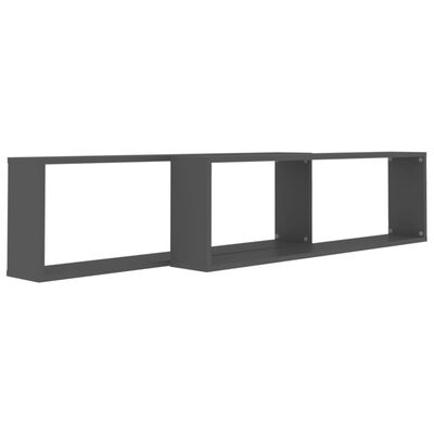 vidaXL Wall Cube Shelves 2 pcs Gray 39.4"x5.9"x11.8" Engineered Wood