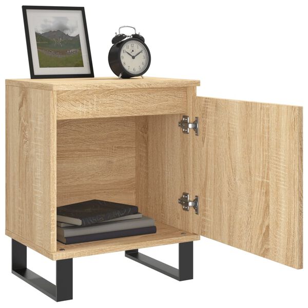 vidaXL Bedside Cabinet Set of 2 Sonoma Oak Engineered Wood, Iron Medium
