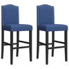 vidaXL Bar Chair Blue and Black Solid rubberwood, fabric (100% polyester)