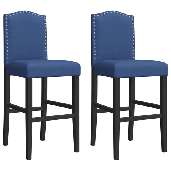 vidaXL Bar Chair Blue and Black Solid rubberwood, fabric (100% polyester)