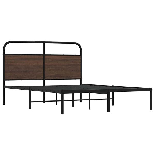 vidaXL Bed Frame Brown Oak Steel, Engineered Wood Full Durable