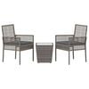 vidaXL Garden Bistro Set 3 pcs Grey Poly Rattan