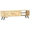 vidaXL TV Cabinet Natural, Brass Solid Mango Wood, Steel 55.1x11.8x15.7 in