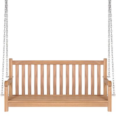 vidaXL Swing Bench with Blue Cushion 47.2" Solid Wood Teak