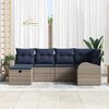 vidaXL Sofa Set with Cushion Manual 6 pcs Grey and Navy Poly Rattan
