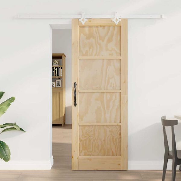 vidaXL Sliding Door Brown 28.94 x 78.15 in Solid Pine Wood