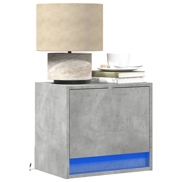 vidaXL Wall-mounted Bedside Cabinet Set of 2 Concrete Grey Engineered Wood