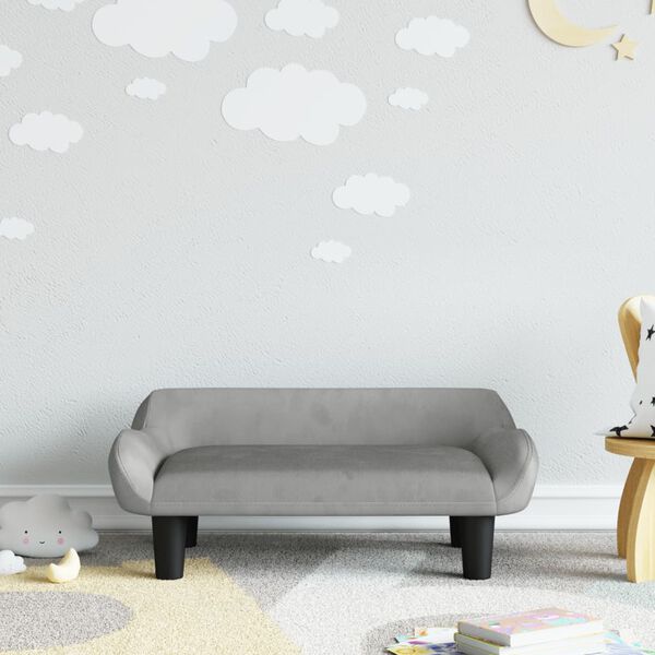 vidaXL Kids Sofa Light Gray Velvet (100% polyester), Solid pine wood, Foam