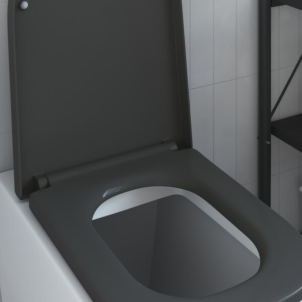 vidaXL Toilet Seat Anthracite 17.52 x 13.78 x 1.42 in Duroplast