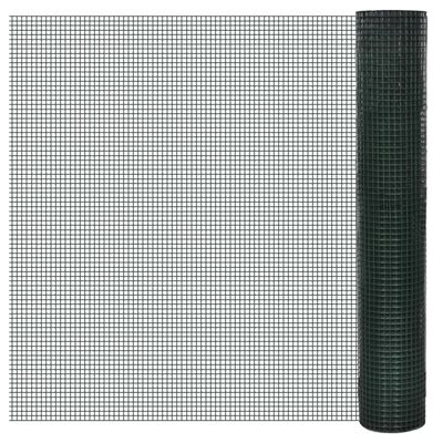vidaXL Chicken Wire Fence Galvanized with PVC Coating 32.8'x3.3' Green