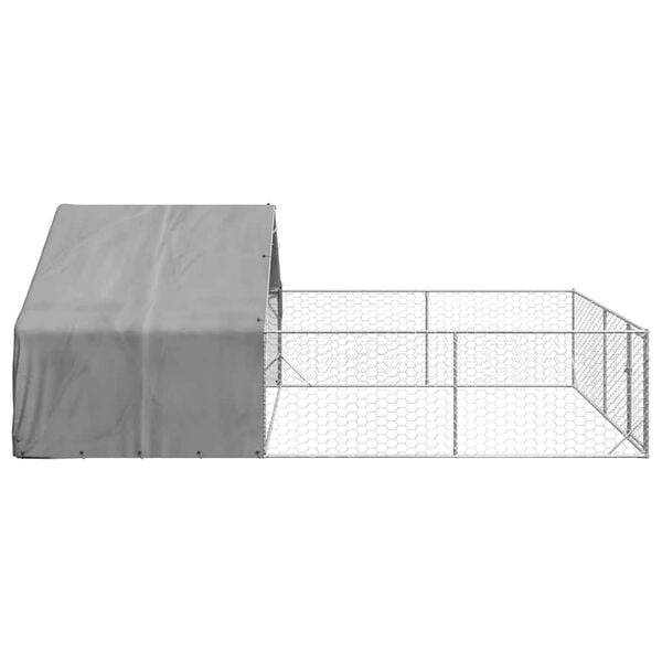 vidaXL Outdoor Dog Kennel Galvanized steel Large Outdoor Dog Kennel
