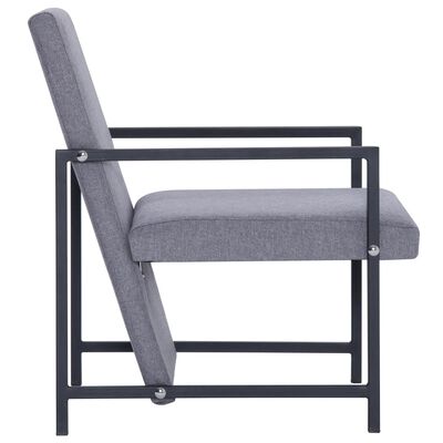 vidaXL Armchair with Chrome Feet Light Gray Fabric