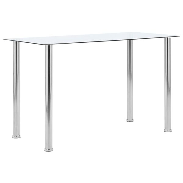 vidaXL Dining Table Transparent Tempered glass, Stainless steel Medium
