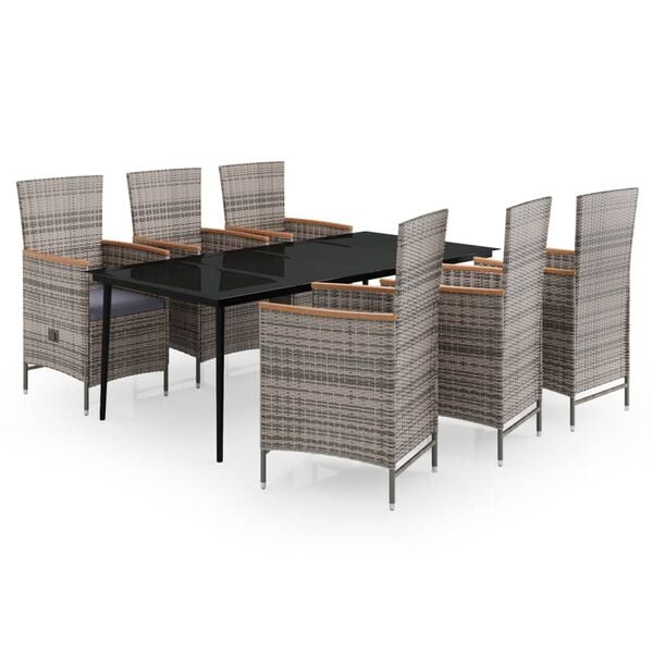 vidaXL Garden Dining Set Grey and Black