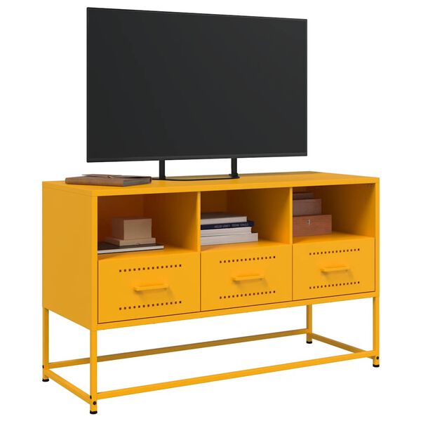 vidaXL TV Cabinet Mustard Yellow Steel 39.4 x 15.4 x 23.8 in TV Cabinet