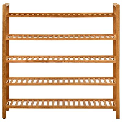 vidaXL Shoe Rack with 5 Shelves 39.4"x10.6"x39.4" Solid Oak Wood