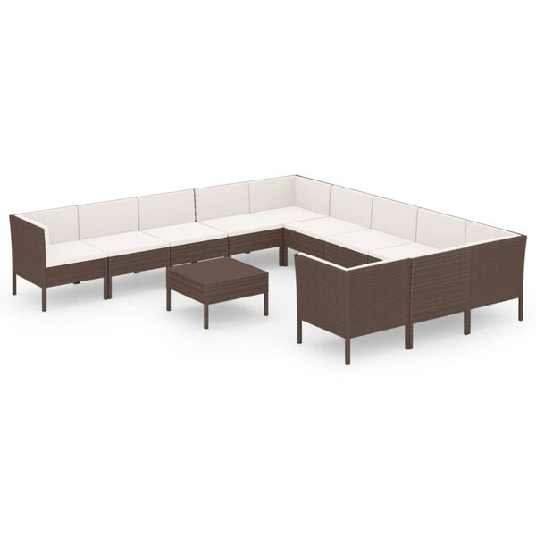 vidaXL Garden Lounge Set Brown PE rattan Large Modular