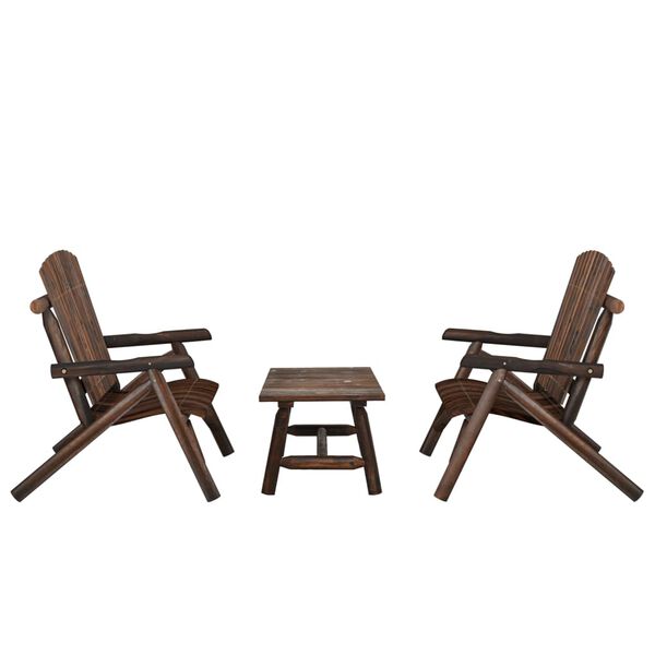 vidaXL Garden Lounge Set Burned wood Solid spruce wood with burned look