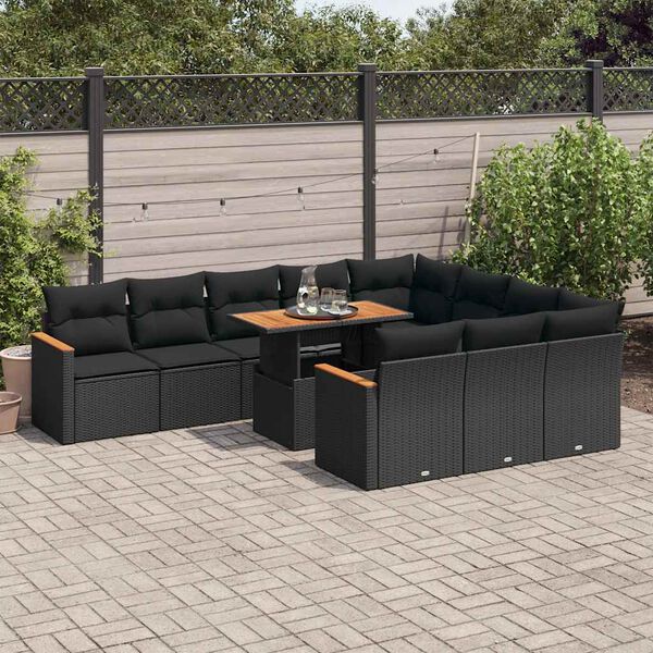 vidaXL Garden Sofa Set Black
