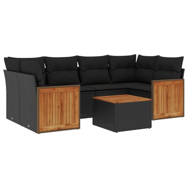 vidaXL Patio Sofa Set Black