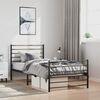 vidaXL Bed Frame Black Powder-Coated Steel Twin Bed Frame Rectangular