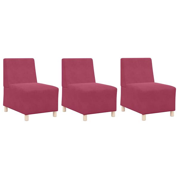 vidaXL Modular Sofa Unit Armless 3 pcs Wine Red